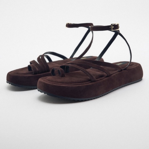 Zara Flat Suede Sandals - Picture 3 of 6